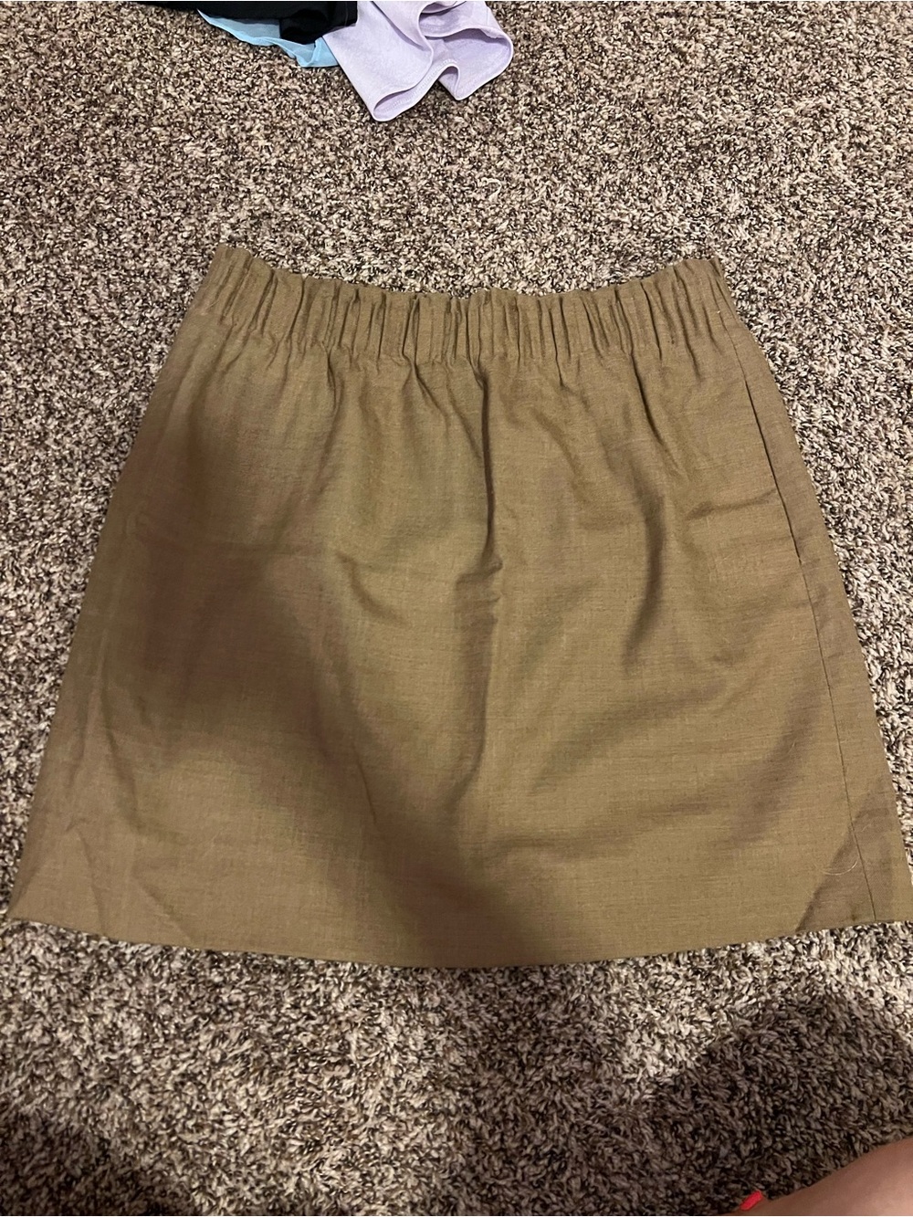 Elastic Waist A-Line JCrew Mini Skirt - Tan/Brown